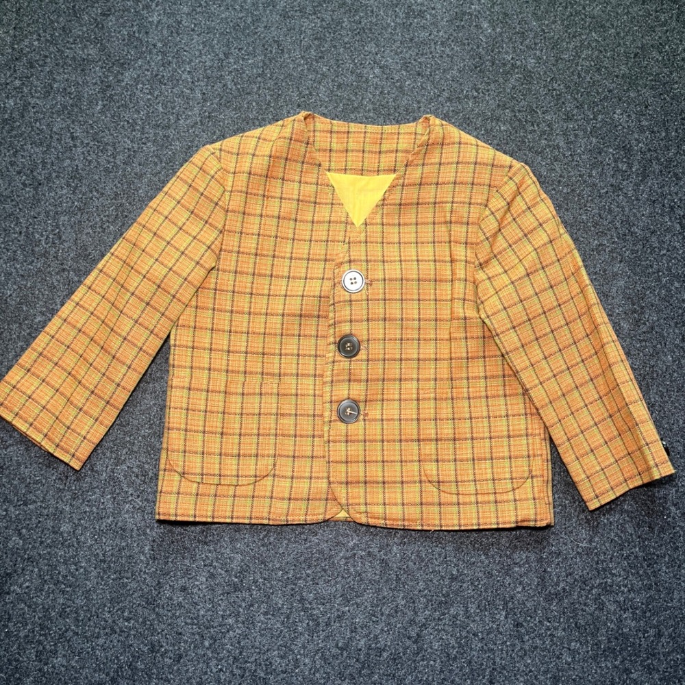 Sears Plaid Blazer Boys Size 2T Orange Vintage Perma-Prest Excellent Jacket